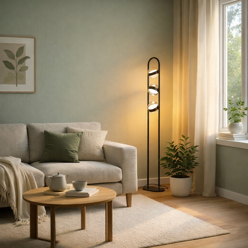 LED Floor Lamp Dimmable Glass Globe Warm White