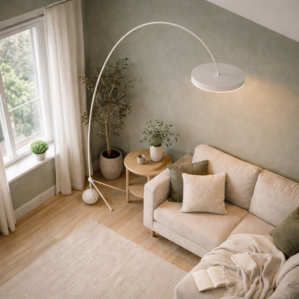 Floor Lamp Black Chrome White Modern Metal