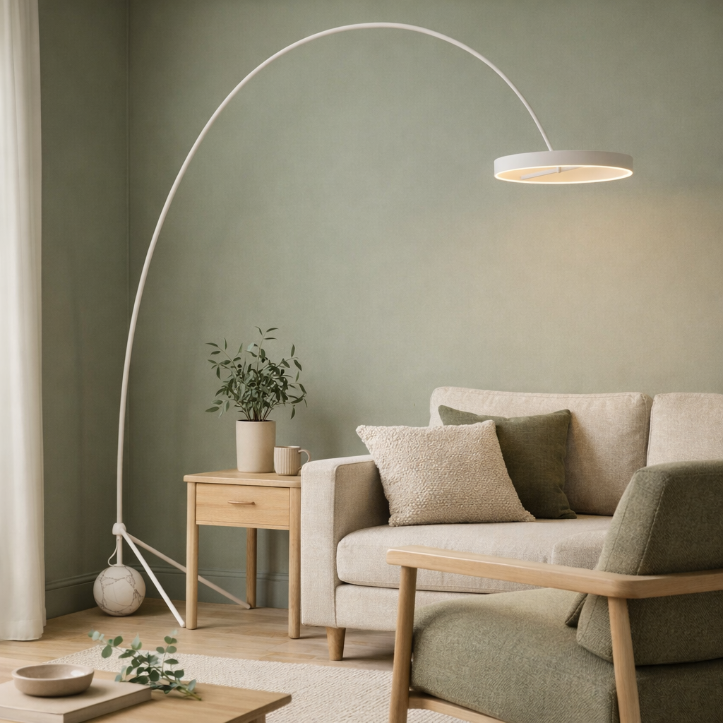 Floor Lamp Black Chrome White Modern Metal