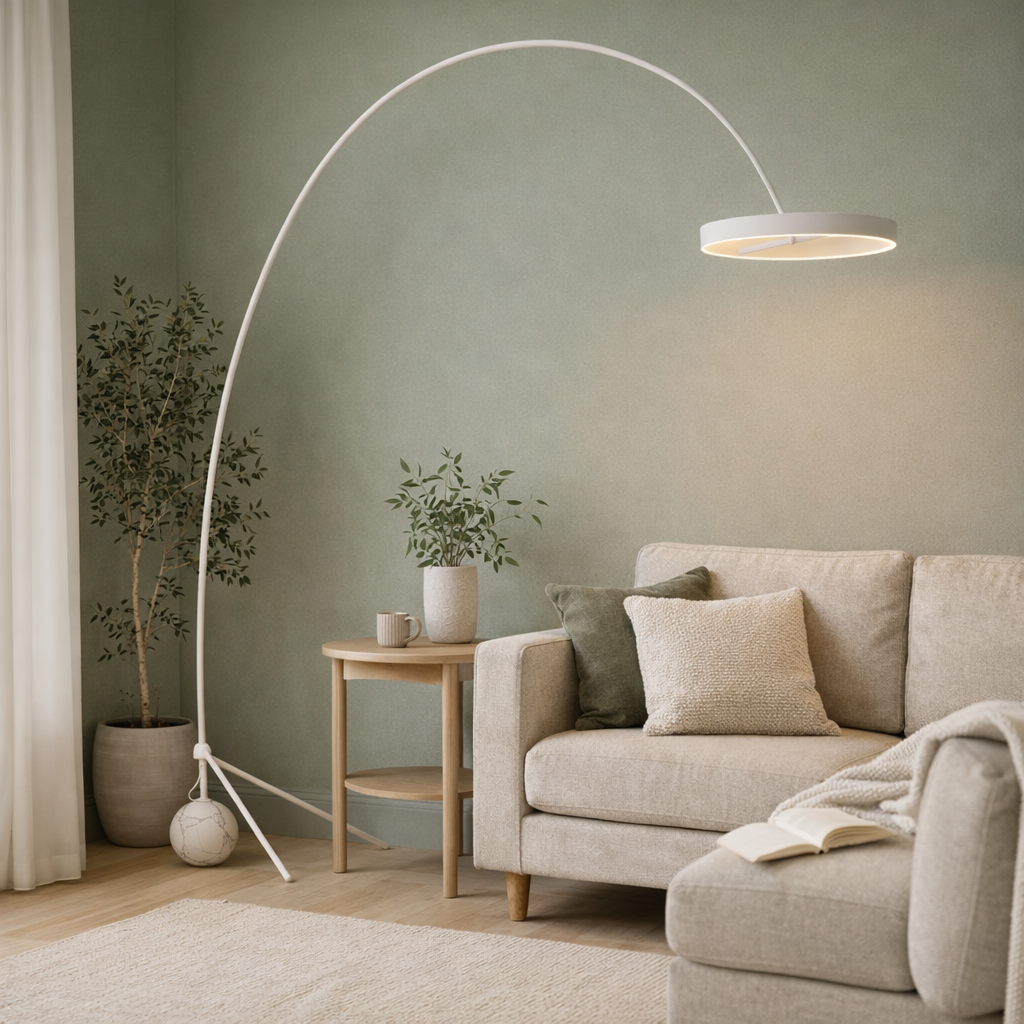Floor Lamp Black Chrome White Modern Metal