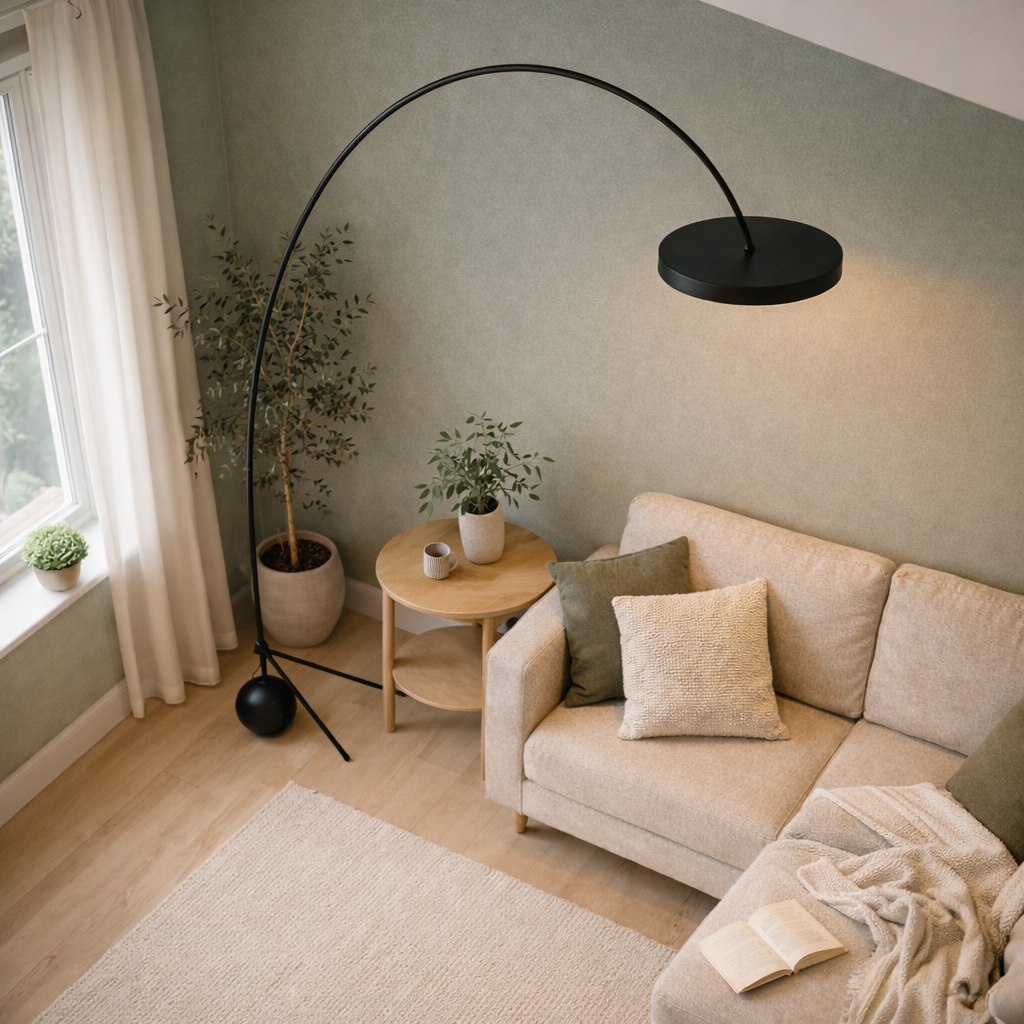 Floor Lamp Black Chrome White Modern Metal
