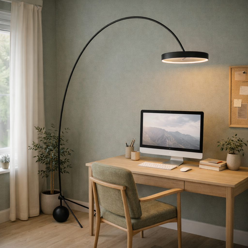 Floor Lamp Black Chrome White Modern Metal