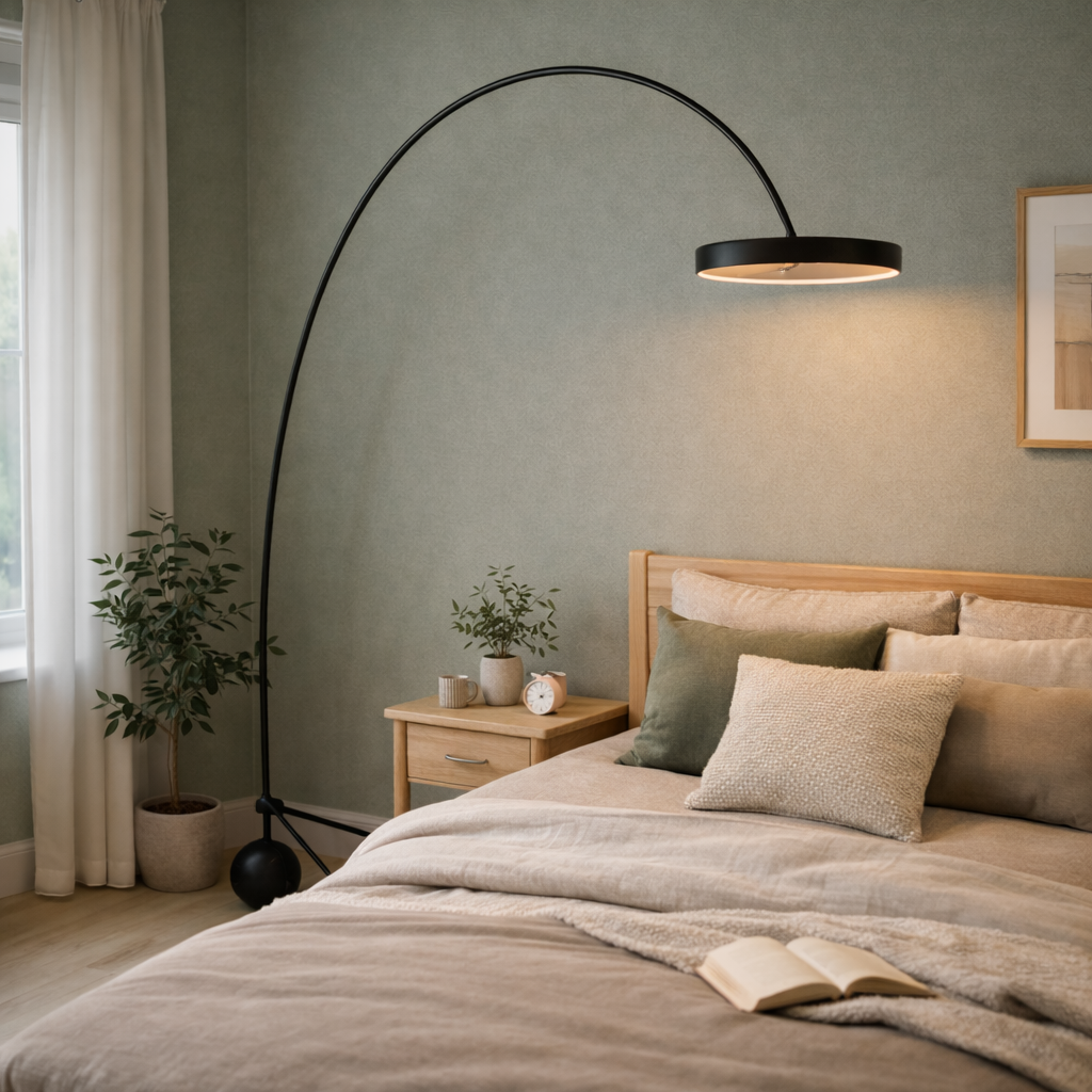 Floor Lamp Black Chrome White Modern Metal