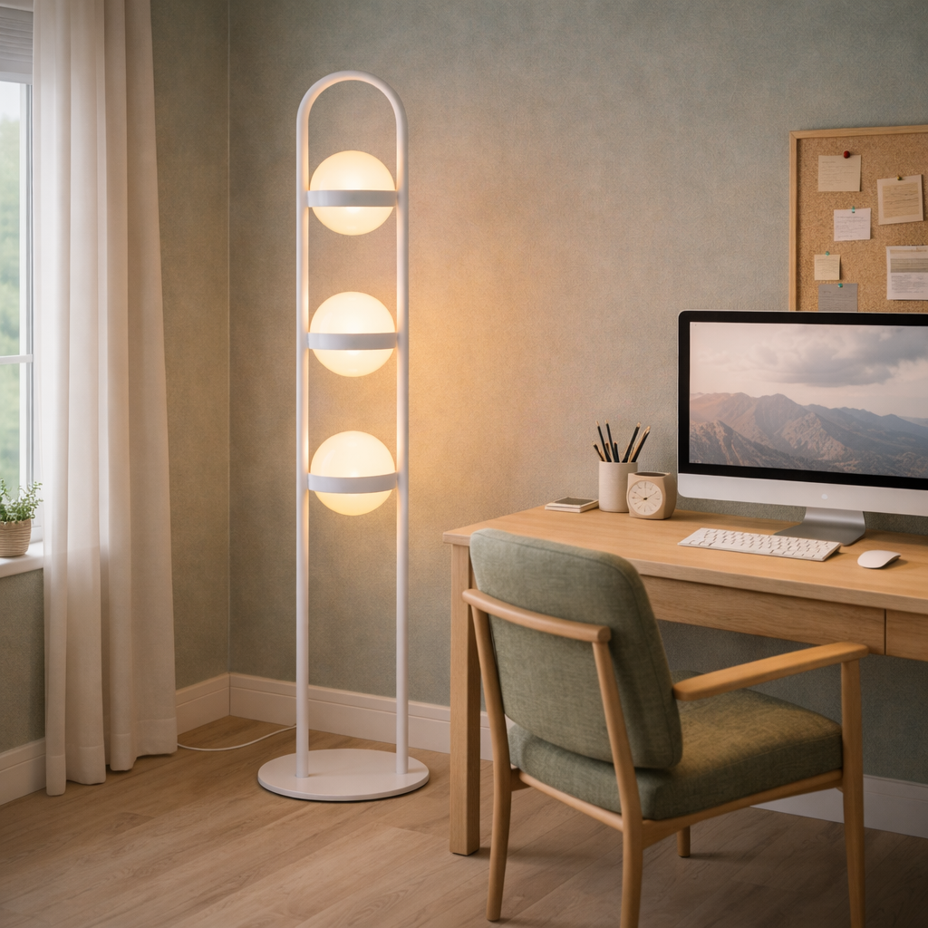 LED Floor Lamp Dimmable Glass Globe Warm White