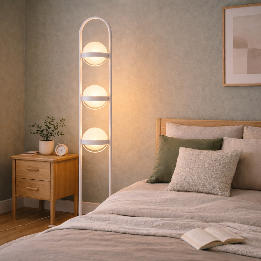 LED Floor Lamp Dimmable Glass Globe Warm White
