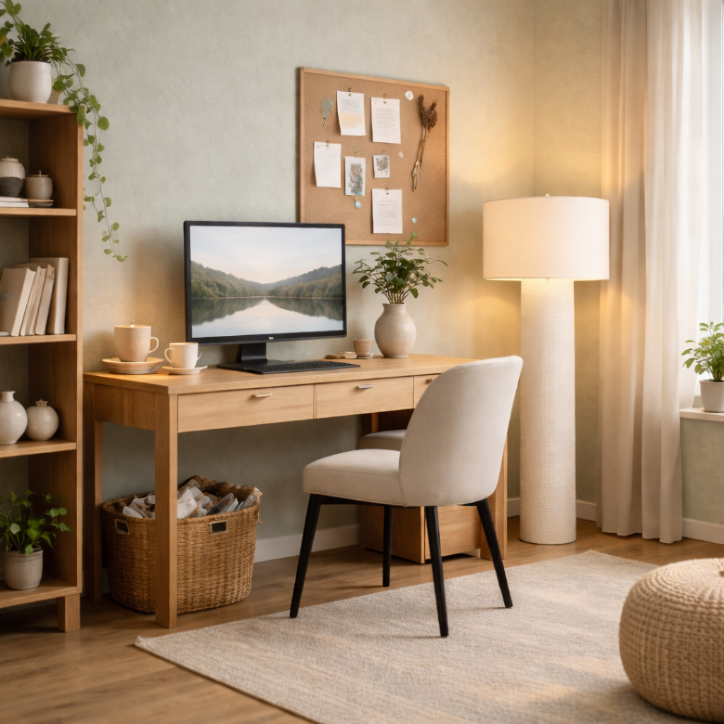 Modern Cream Floor Lamp Metal Standing Light