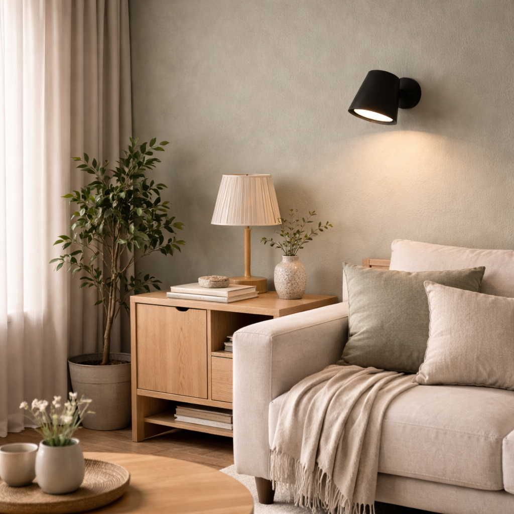 LED Wall Light Black Modern Battery Powered Indoor