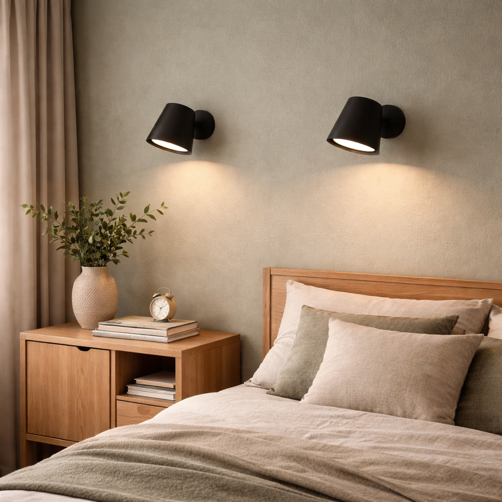 LED Wall Light Black Modern Battery Powered Indoor