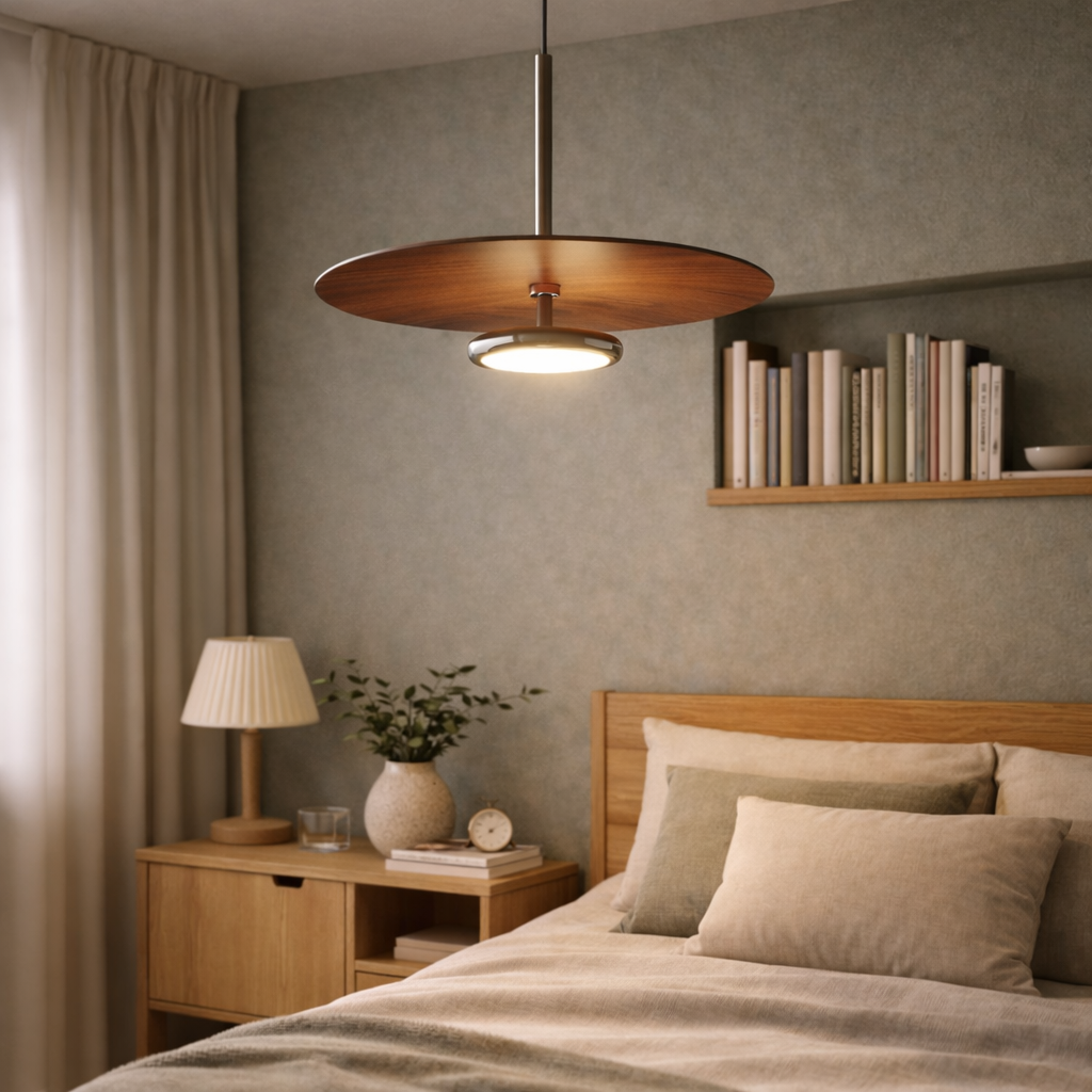 LED Pendant Light Walnut Aluminum Dimmable