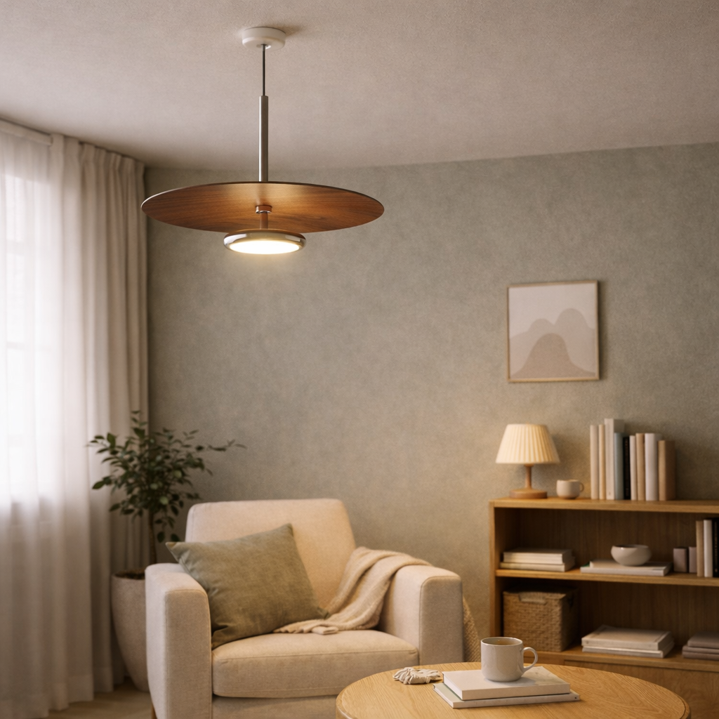 LED Pendant Light Walnut Aluminum Dimmable