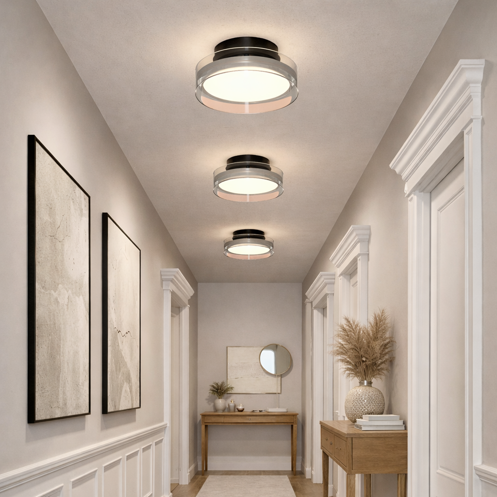 Black Chrome Glass Ceiling Light Fixture