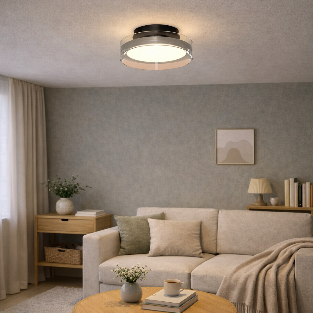 Black Chrome Glass Ceiling Light Fixture