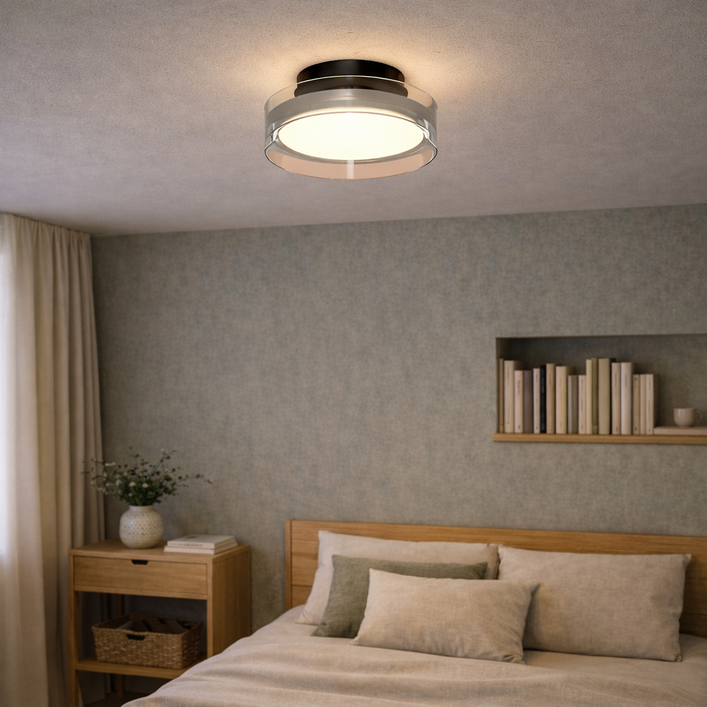 Black Chrome Glass Ceiling Light Fixture