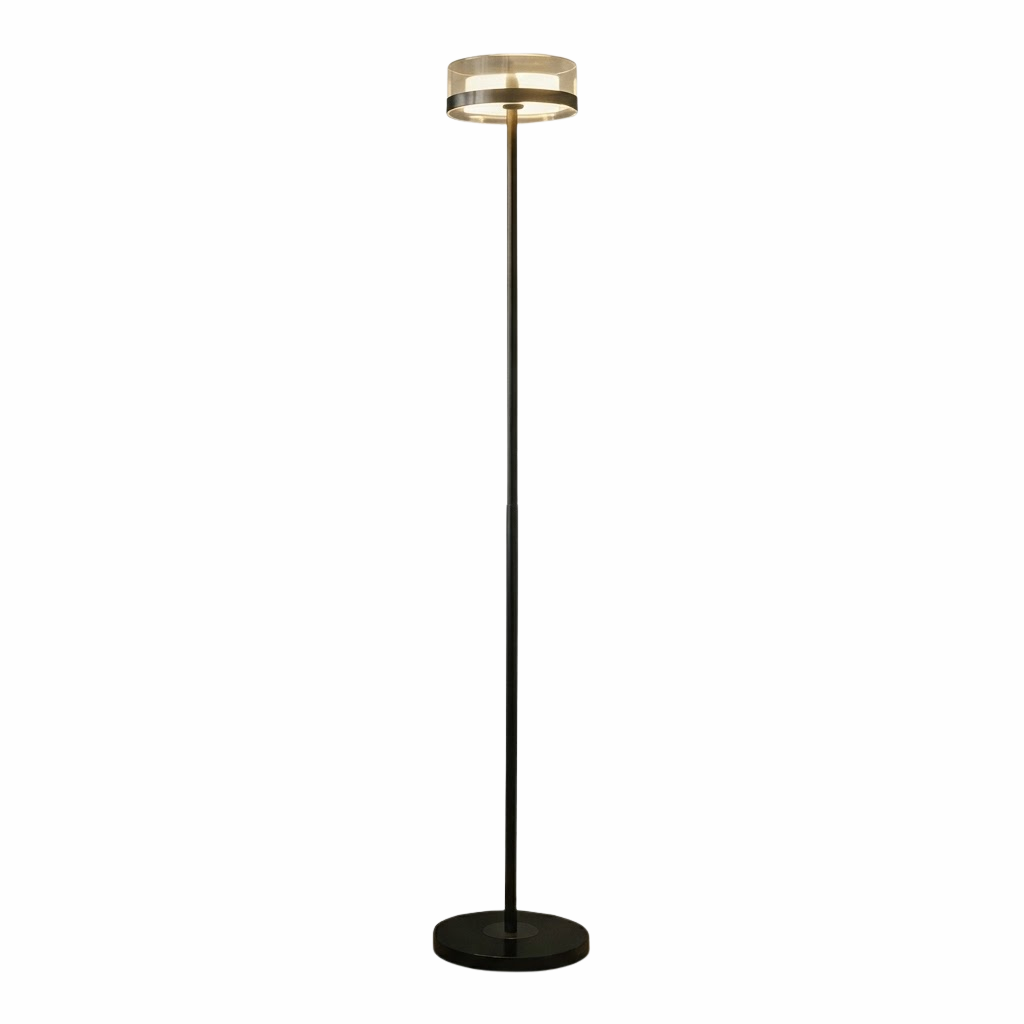 Black Chrome Metal Glass Floor Lamp