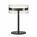 Black Chrome Metal Table Lamp Modern Glass Shade