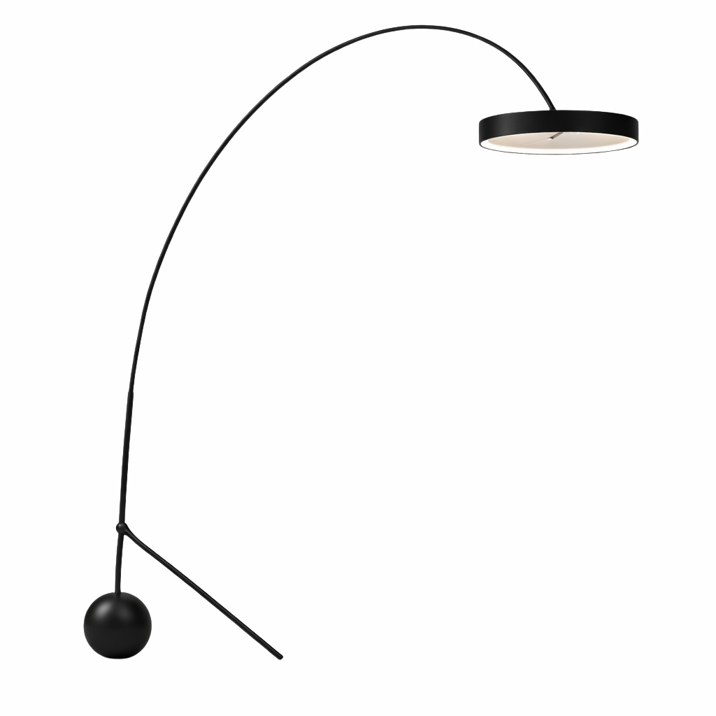 Floor Lamp Black Chrome White Modern Metal